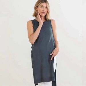 MerSea Anywhere Open Side Sleeveless Sweater Tunic In Charcoal Size S/M